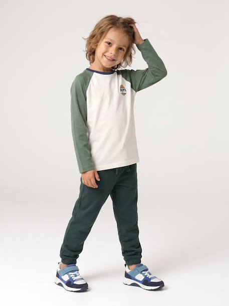Basic joggingbroek jongen bordeauxrood+dennen+jeansblauw - vertbaudet enfant 