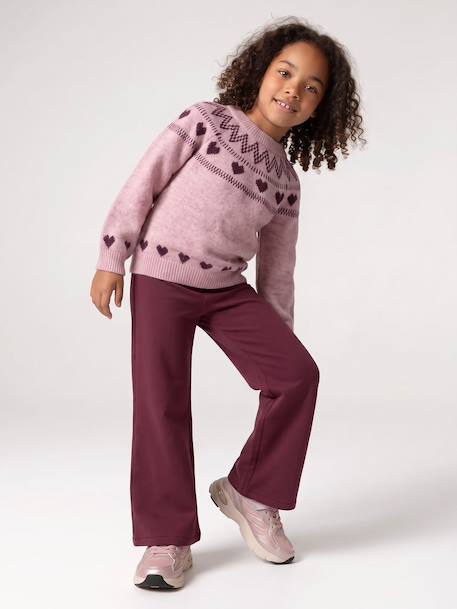 Legging fille large doublé maille polaire marine+prune - vertbaudet enfant 
