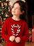 Kerstcadeauverpakking 'Renne' jacquard trui + 2 scrunchies voor meisjes ecru+lichtroze+rood - vertbaudet enfant 