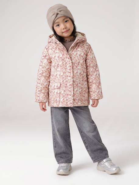 Gevoerde regenjas met bloemenprint vanille - vertbaudet enfant 