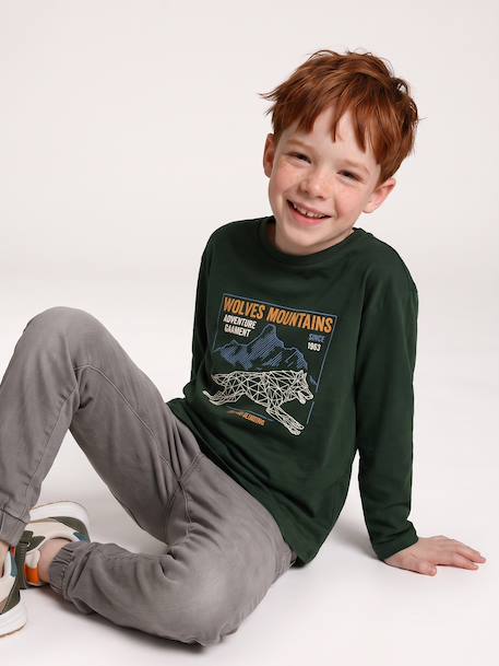T-shirt manches longues garçon marine+vert - vertbaudet enfant 
