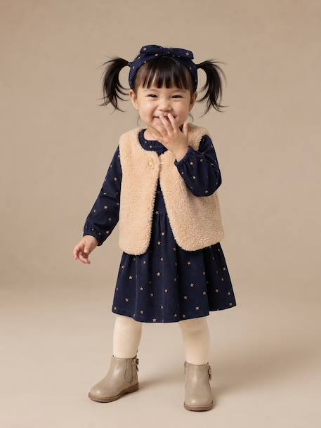Baby meisjesoutfit jurk en vest marineblauw - vertbaudet enfant 