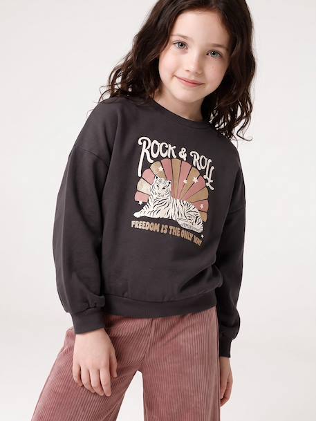 Ensemble fille sweat et pantalon anthracite+écru - vertbaudet enfant 
