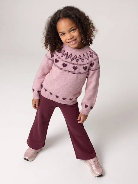 Jacquard trui met lange mouwen meisje lichtroze+saliegroen - vertbaudet enfant 