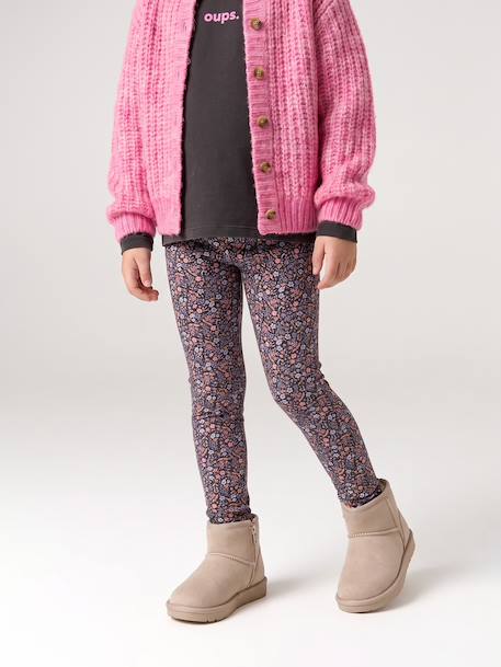 Meisjeslegging met fleecevoering Bruin met print+donkergrijs+grijs, bedrukt+inktblauw+rozenhout - vertbaudet enfant 