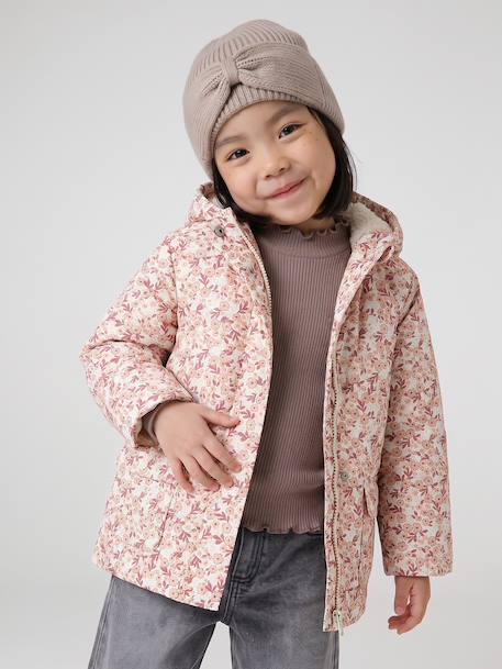 Gevoerde regenjas met bloemenprint vanille - vertbaudet enfant 