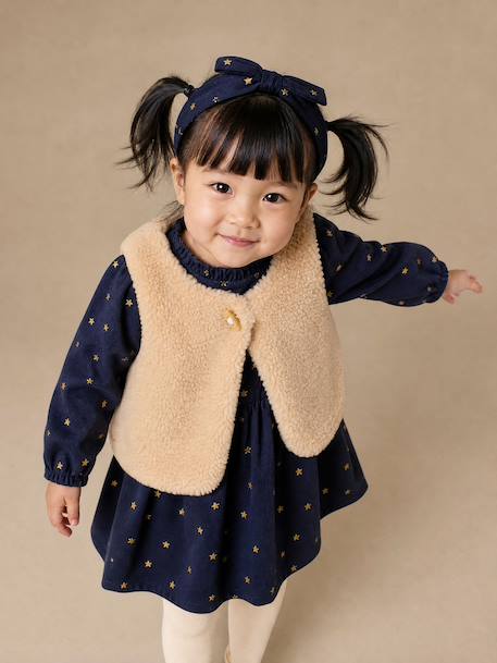 Baby meisjesoutfit jurk en vest marineblauw - vertbaudet enfant 