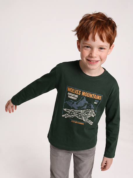 T-shirt manches longues garçon marine+vert - vertbaudet enfant 