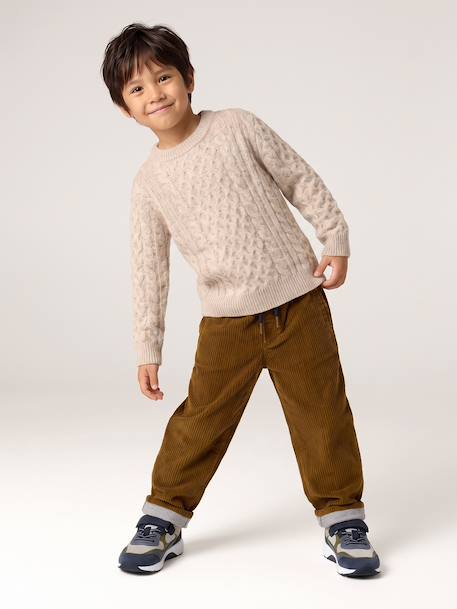 Pull garçon manches longues col rond beige chiné - vertbaudet enfant 