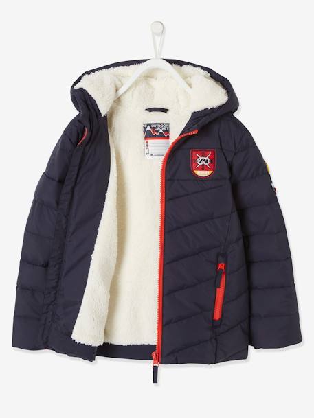 Doudoune de ski à capuche garçon doublée sherpa encre - vertbaudet enfant 