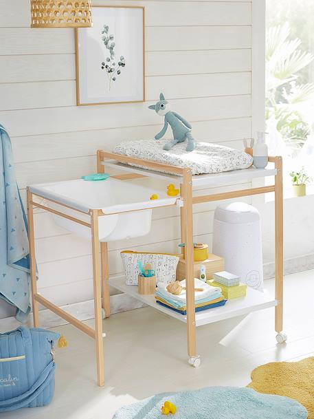 Table à langer avec baignoire intégrée MagicTub BLANC+NATUREL/BLANC - vertbaudet enfant 