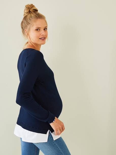 Pull bi-matière grossesse et allaitement encre - vertbaudet enfant 