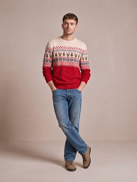 Kersttrui uit de capsulecollectie voor het hele gezin rood - vertbaudet enfant 