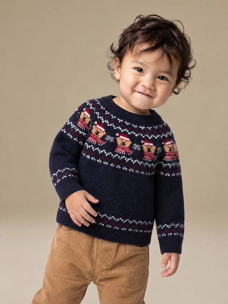 Jacquard trui baby jongen marineblauw - vertbaudet enfant 