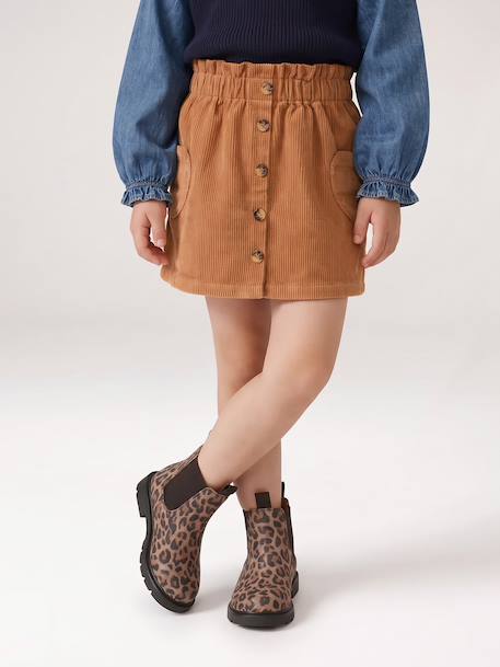 Jupe en velours poches coeur fille anthracite+bleu canard+camel+mauve - vertbaudet enfant 