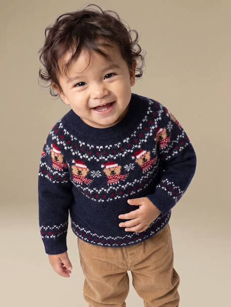 Pull jacquard bébé garçon manches longues marine - vertbaudet enfant 