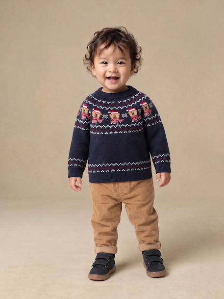 Jacquard trui baby jongen marineblauw - vertbaudet enfant 