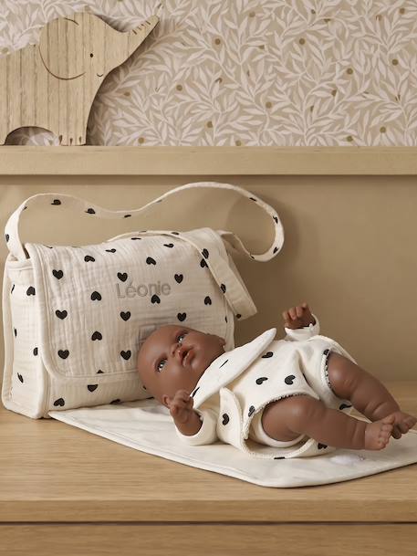 Premium poppenluiertas + luier + slab ecru+rood+zwart - vertbaudet enfant 