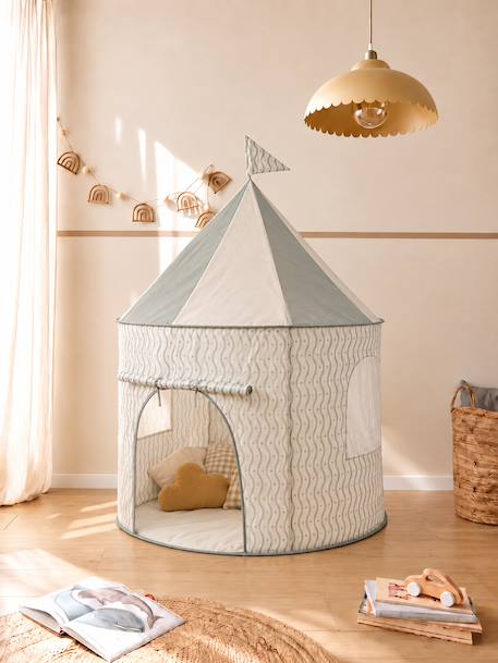 Speeltent Kasteel van stof groen+meerkleurig - vertbaudet enfant 