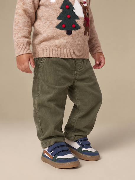 Babybroek jongen van ribfluweel kaki+marineblauw - vertbaudet enfant 