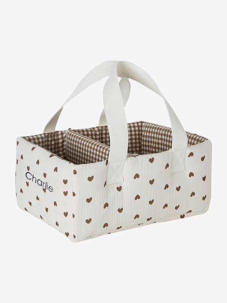 Panier de rangement deux compartiments écru - vertbaudet enfant 