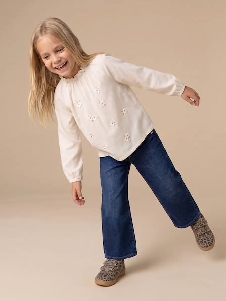 Lange meisjesblouse ecru - vertbaudet enfant 