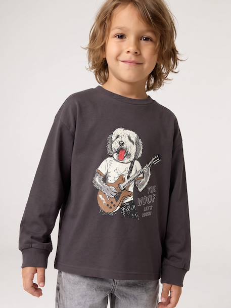 T-shirt manches longues garçon gris ardoise - vertbaudet enfant 