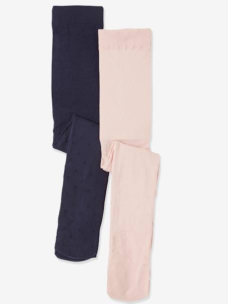 Lot de 2 collants 'étoiles' fille en polyamide lot encre - vertbaudet enfant 