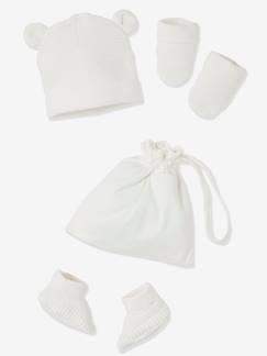 Baby-Accessoires-Muts, sjaal, handschoenen-Set babymutsjes, wanten en laarsjes en bijpassend zakje Oeko-Tex®
