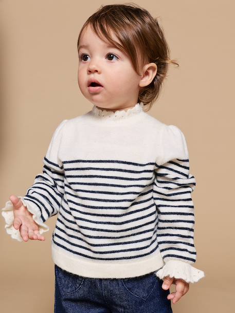 Babytrui meisje met lange mouwen ecru - vertbaudet enfant 