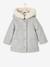 Manteau à capuche bébé fille drap de laine gris clair chine+marine - vertbaudet enfant 
