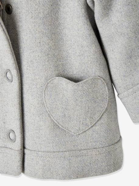 Manteau à capuche bébé fille drap de laine gris clair chine+marine - vertbaudet enfant 
