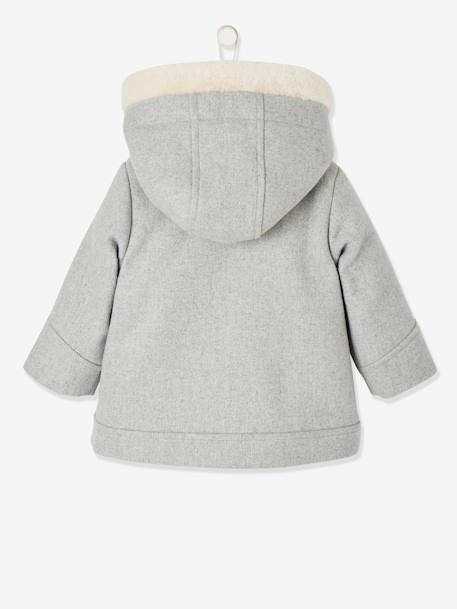 Manteau à capuche bébé fille drap de laine gris clair chine+marine - vertbaudet enfant 