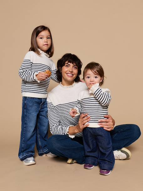 Gestreepte trui Capsule Family ecru - vertbaudet enfant 