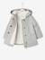 Manteau à capuche bébé fille drap de laine gris clair chine+marine - vertbaudet enfant 