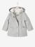 Manteau à capuche bébé fille drap de laine gris clair chine+marine - vertbaudet enfant 