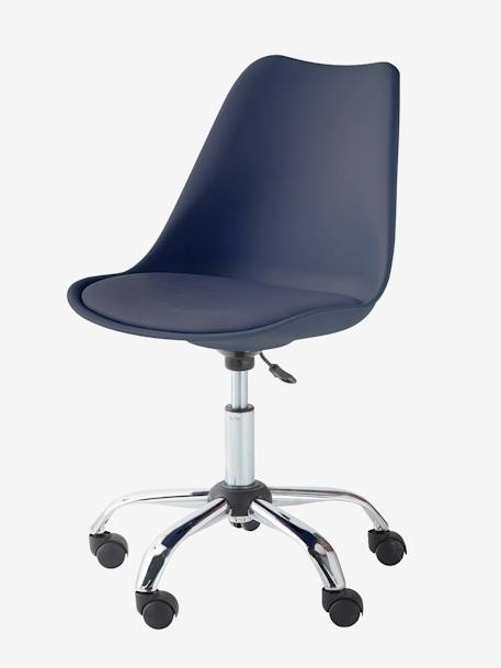 Kinderbureaustoel op wieltjes Blauw+marineblauw+rozen - vertbaudet enfant 