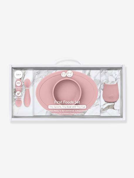 Coffret-repas 4 pièces First food set en silicone bleu+ROSE - vertbaudet enfant 