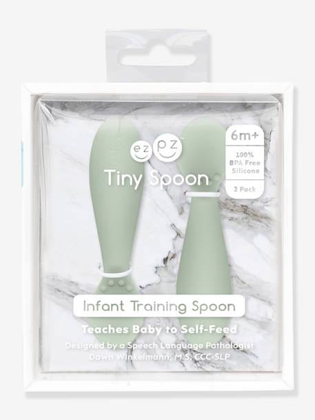 Lot de 2 cuillères 1er âge Tiny spoon en silicone VERT AMANDE - vertbaudet enfant 