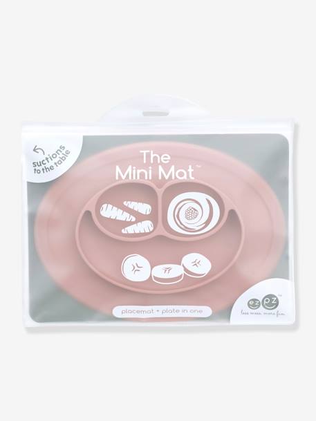 Set de table tout-en-un avec assiette Mini mat en silicone ROSE+VERT AMANDE - vertbaudet enfant 