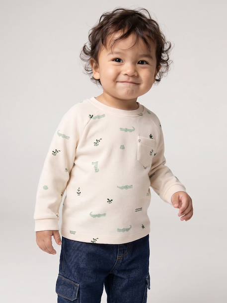 Babyjongens T-shirt met lange mouwen grijsblauw+vanille - vertbaudet enfant 