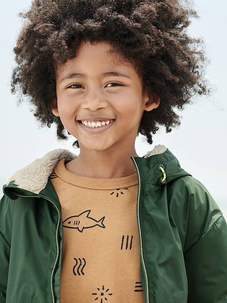 Coupe-vent garçon doublé sherpa à capuche caramel+kaki+marine+olive - vertbaudet enfant 