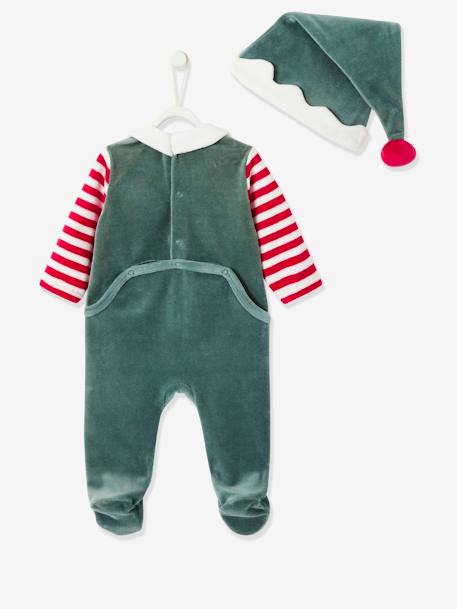 Pyjama bébé mixte + bonnet Joyeux Lutin coffret cadeau Noël vert sapin - vertbaudet enfant 