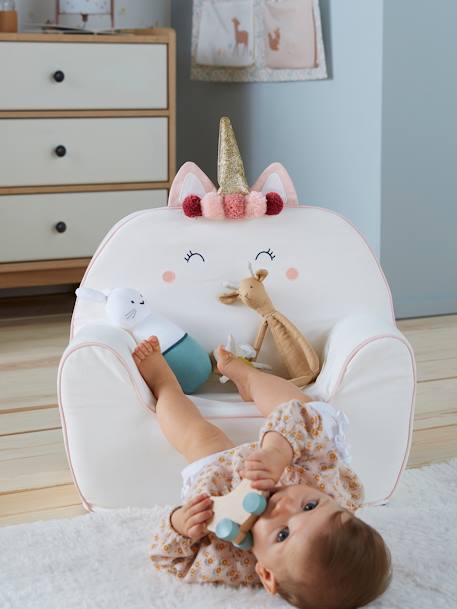 Eenhoornschuim fauteuil, aanpasbaar wit - vertbaudet enfant 