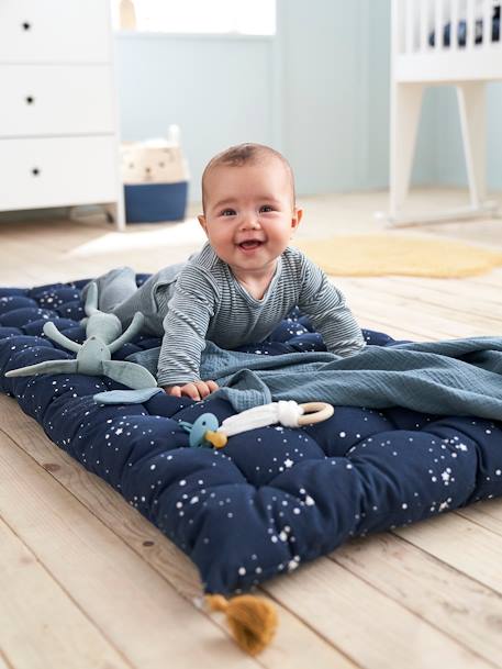 Matelas de sol avec pompons bleu foncé - vertbaudet enfant 