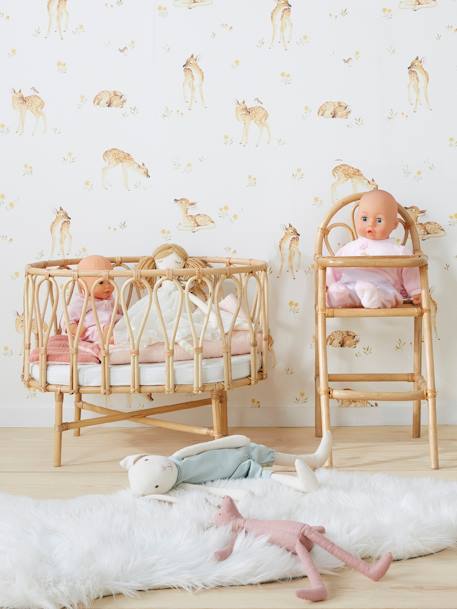 Chaise haute poupon en rotin beige - vertbaudet enfant 
