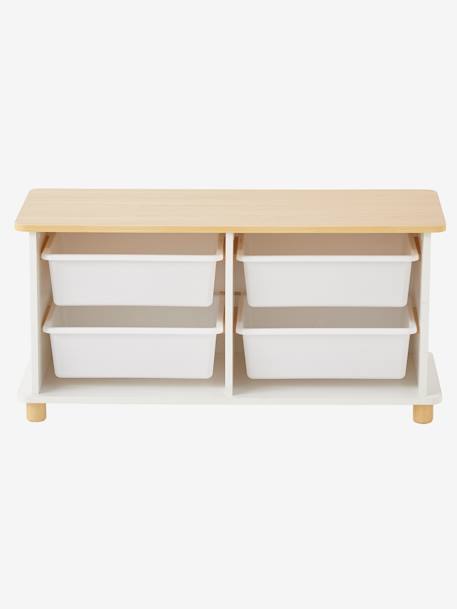 Meuble de rangement + 4 bacs LIGNE PTILOU Blanc/bois - vertbaudet enfant 