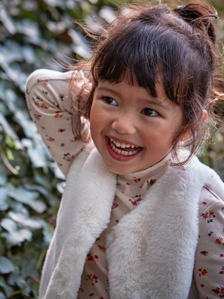 Bodywarmer van imitatiebont meisje bruin, bedrukt+ivoor+rouge - vertbaudet enfant 
