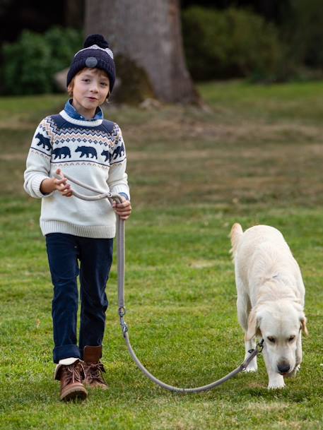 De slim fluwelen jongensbroek bordeauxrood+CAMEL+inkt - vertbaudet enfant 
