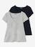 Lot de 2 T-shirts cache-coeur grossesse et allaitement LOT MARINE/GRIS+noir - vertbaudet enfant 